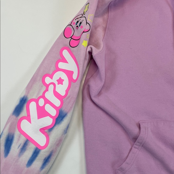 Kirby Pink Tie Dye Sleeve Hoodie BoxLunch Exclusive Graphic Pullover Size L - Picture 4 of 7